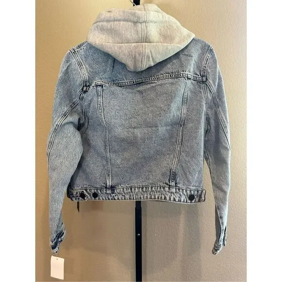 Blank NYC Denim Jacket with Removable Hood Size L - Picture 3 of 6